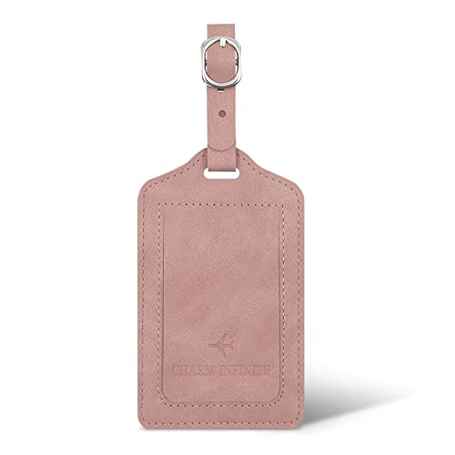 Huakaile Leather Luggage Tag with Flap and Strap