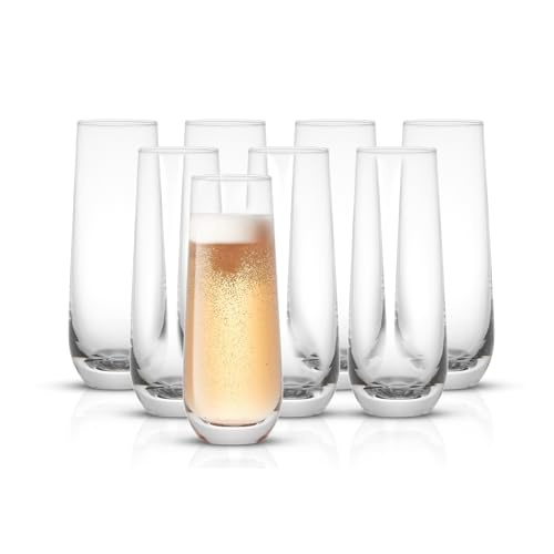 JoyJolt Milo Stemless Champagne Flutes, Set of 8