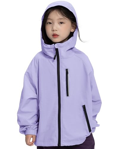 Rolanko Girls Waterproof Hooded Rain Jacket