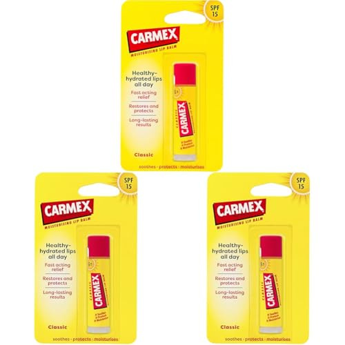 Carmex Classic Lip Balm Stick SPF 15 (Pack of 3)