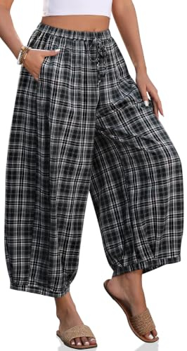 TARSE Women Cotton Linen Wide-Leg Capri