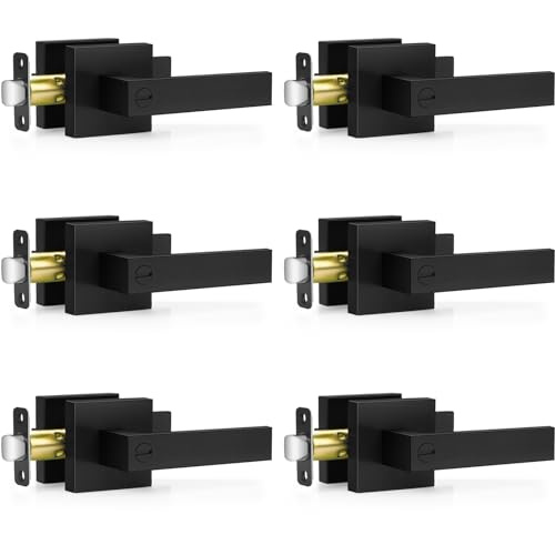 Plustool 6 Pack Matte Black Privacy Door Levers