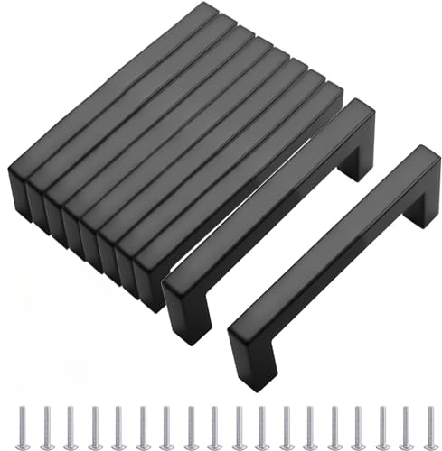 Fiabgum Matte Black Cabinet Handles 128mm, 10 Pack
