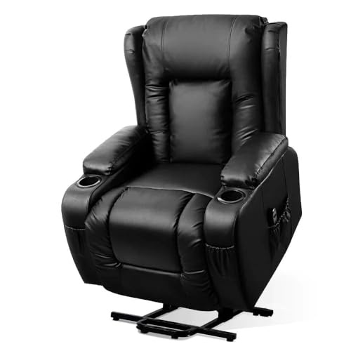 Artiss Black Leather Massage Recliner