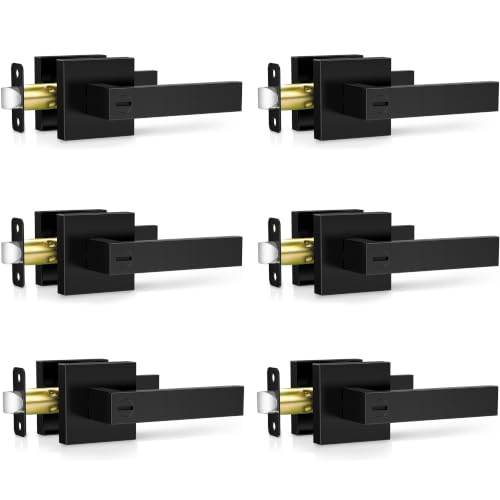 Plustool 6 Pack Matte Black Privacy Door Levers
