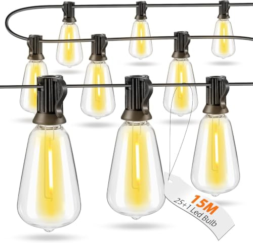 Roshin 15M Festoon Lights Outdoor