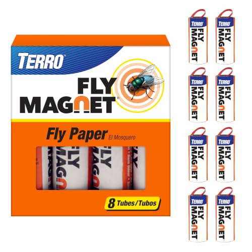 TERRO T518 Fly Magnet Sticky Fly Paper, 8 Count
