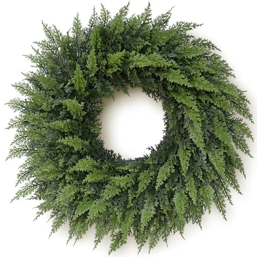 Juxdp 24 Inch Real Touch Cedar Wreath