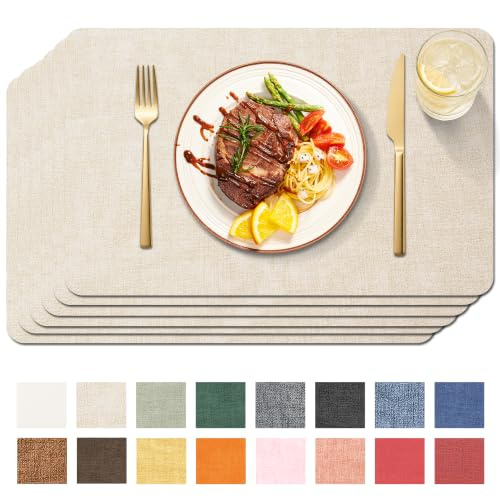 Maxpearl Faux Leather Placemats Set of 6