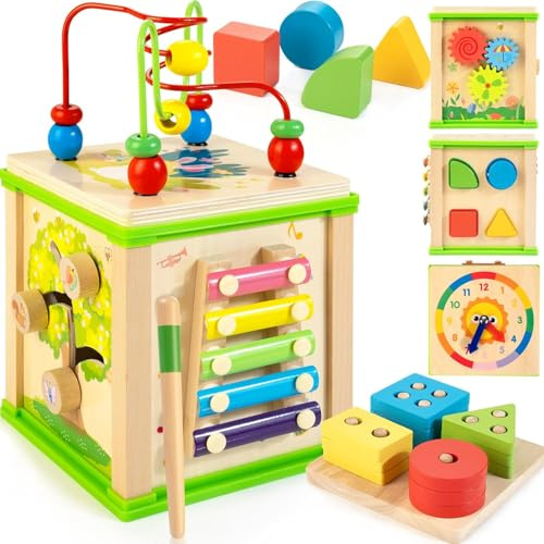 WOODMAM Wooden 7-in-1 Activity Cube