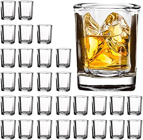 Vivimee 30 Pack Heavy Base Shot Glasses, 2.2 oz Square