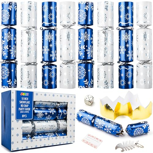JOYIN 8 Pack Christmas Crackers, No Snap