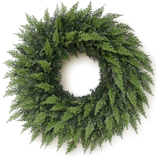 Juxdp 24 Inch Real Touch Cedar Wreath