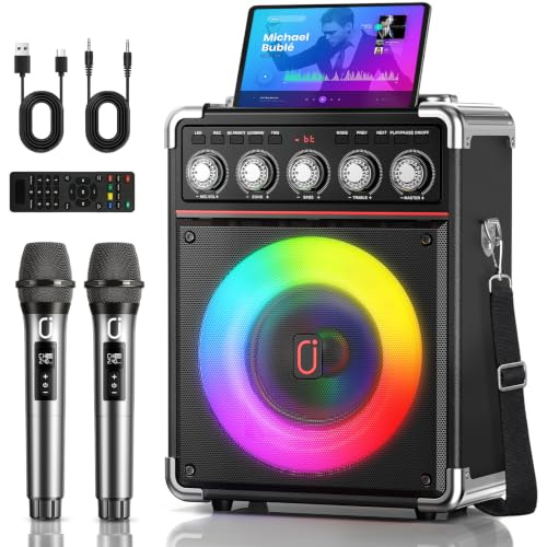HWWR Karaoke Machine (2 Mics, Disco Lights)