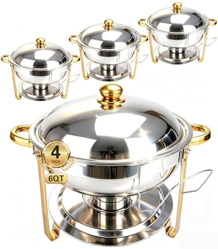 Beviliu 5.7L 4 Pack Chafing Dish Buffet Set