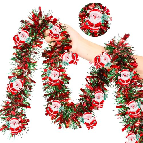 HIPYGYM 50FT Red Green Christmas Tinsel Garland
