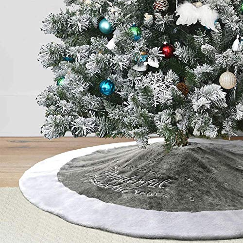 Dremisland 36" Double-Layer Faux Fur Christmas Tree Skirt