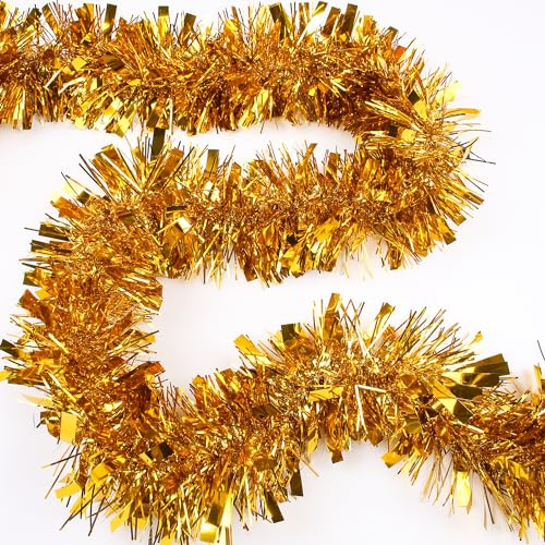LZZYWYDTT 33FT Gold Metallic Foil Tinsel Garland