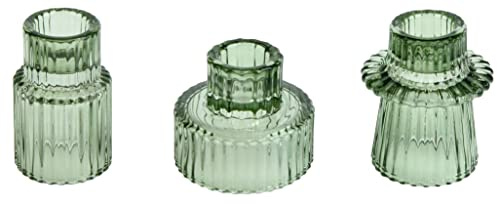 Vixdonos Taper Glass Candlestick Holders (Set of 3)