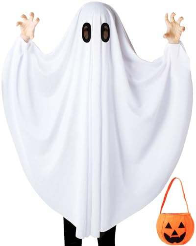 Oskiner Ghost Costume with Pumpkin Bag