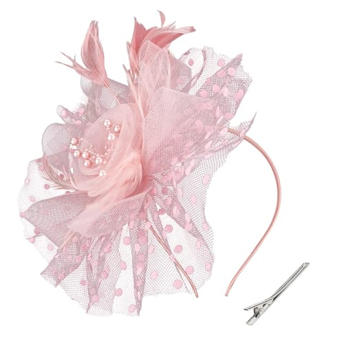 Uintoon Flower Pearl Feather Fascinator Hat