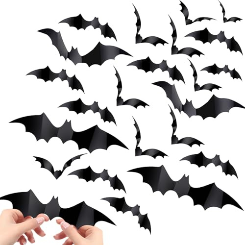 Yighaw 60PCS 3D Bat Decor Wall Decals