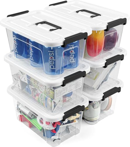 NUMIFUN Plastic Storage Bins with Lids (6 Pack)