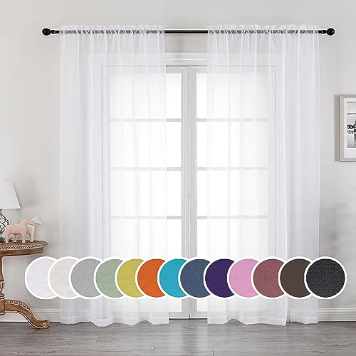 OWENIE Rod-Pocket Sheer Curtains