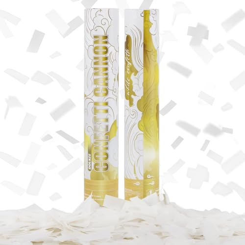 DOUKEE White Biodegradable Confetti Cannon (2 Pack)