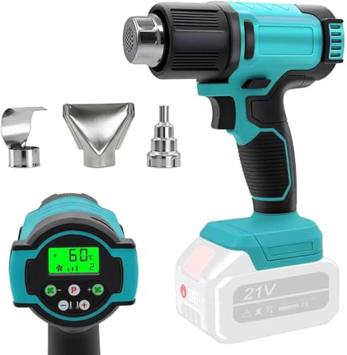 Woonisher Cordless Heat Gun with 3 Nozzles (No Battery)