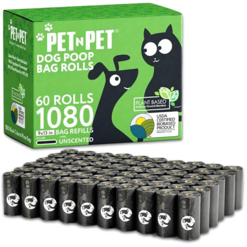 PET N PET 1080 Count Dog Poop Bags (60 Rolls, Unscented)