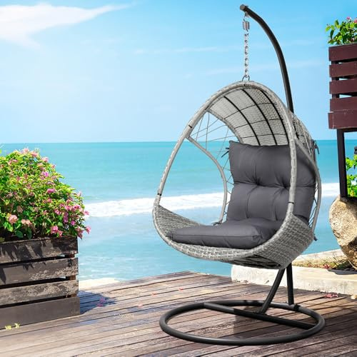 Gardeon Outdoor Egg Swing Chair with Cushions and Stand
