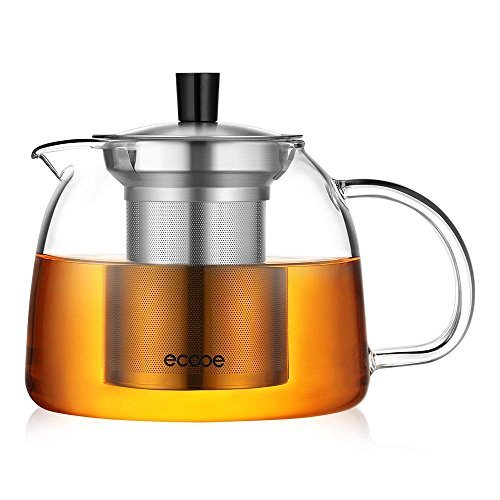 ecooe 1000ml Glass Teapot with Stainless Steel Infuser