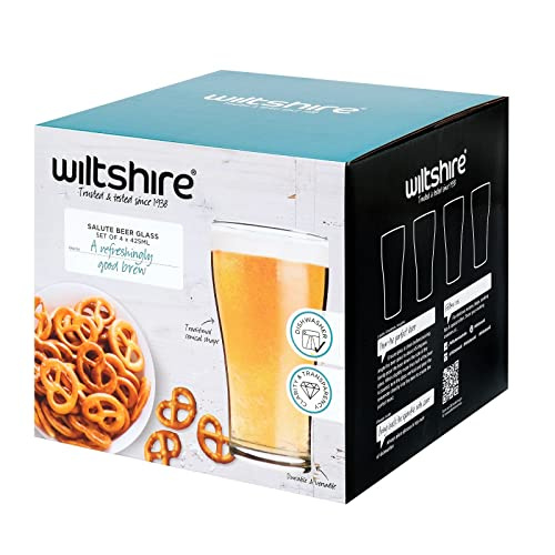 Wiltshire Salute Beer Glasses, Schooner, Set of 4