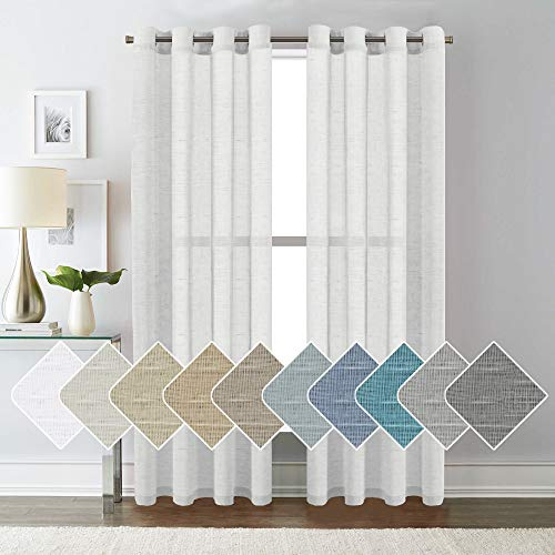 Smarcute Linen-Blend Semi-Sheer Curtains