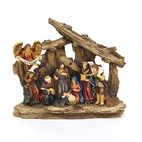 Kurt Adler 11-Piece Nativity Set with Stable