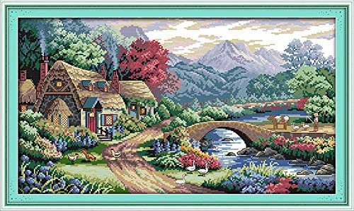 Abillyn Farmhouse Landscape Stamped Cross Stitch Kit