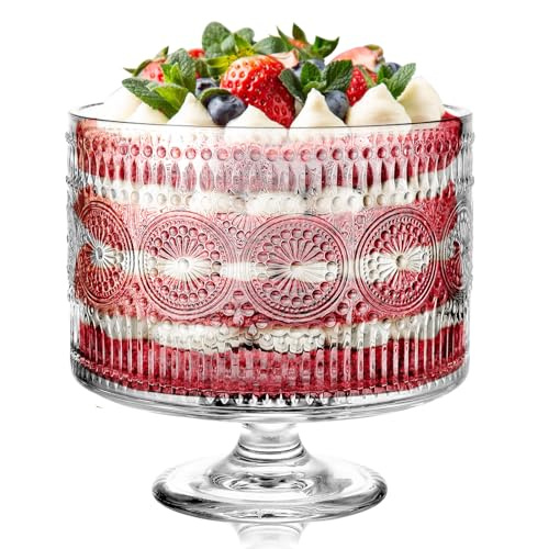 MOLIGOU Glass Trifle Bowl with Pedestal 110oz
