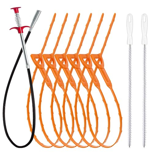 KeyFar 9-Piece Drain Snake and Clog Remover Set