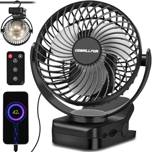 GOBRILLFUN F019 Clip Camping Fan with Remote