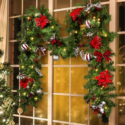 LBSUN 9ft Pre-Lit Christmas Garland