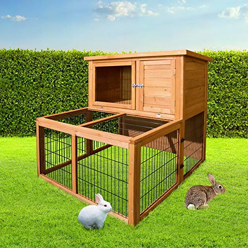 i.Pet Rabbit Hutch 100cm 2-Level Wooden Outdoor