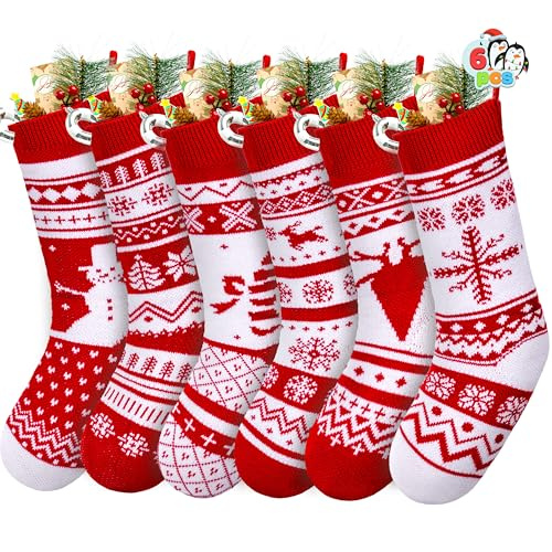 JOYIN 6 Pack 18" Cable Knit Christmas Stockings