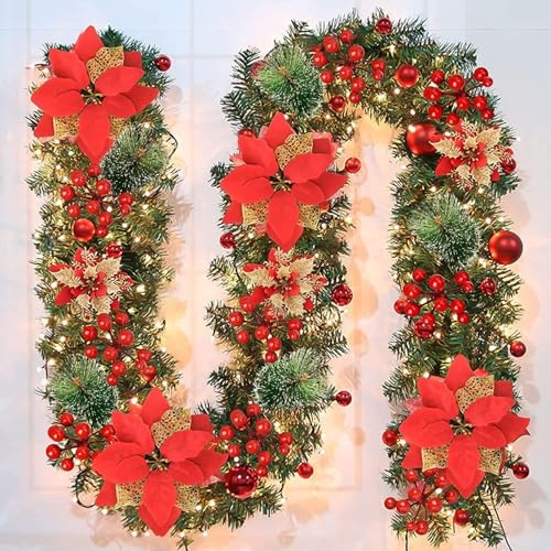 SHAVINGFUN 9ft Pre-Lit Christmas Garland