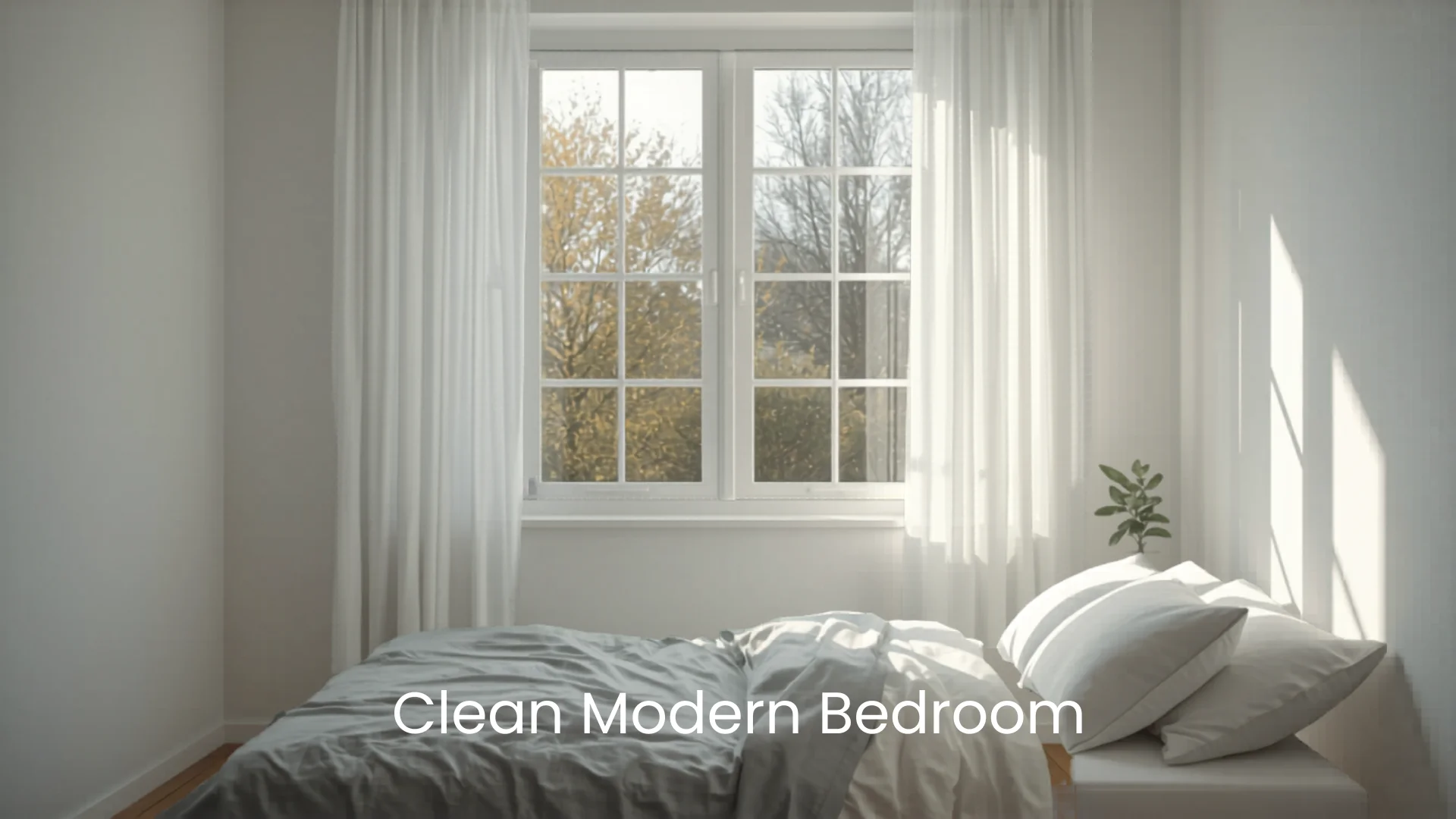 Clean modern bedroom with fresh dry air and open window