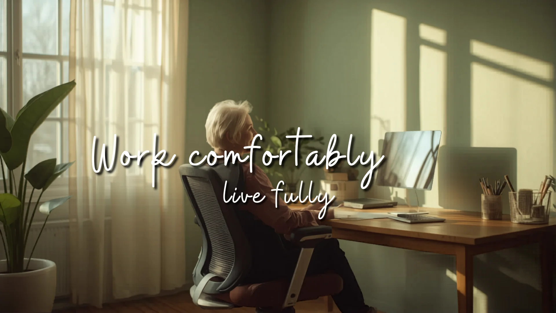 Person working comfortably in ergonomic chair with good posture
