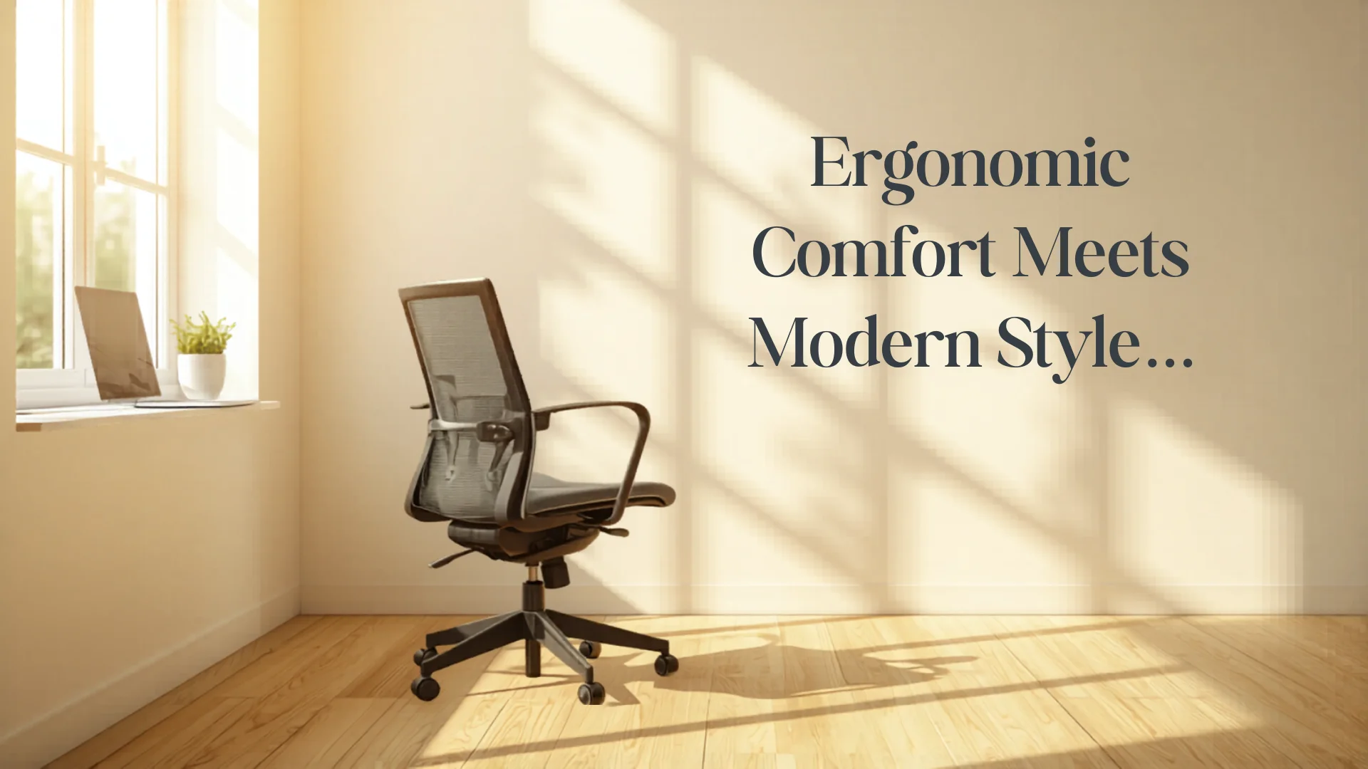 Ergonomic mesh office chair in bright modern home office