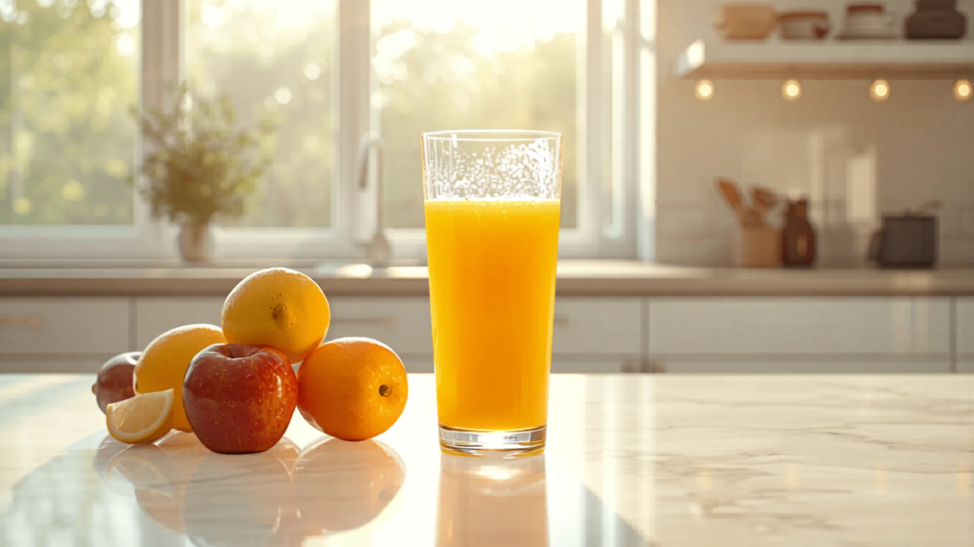 Bright modern Australian kitchen with juicer and morning smoothie