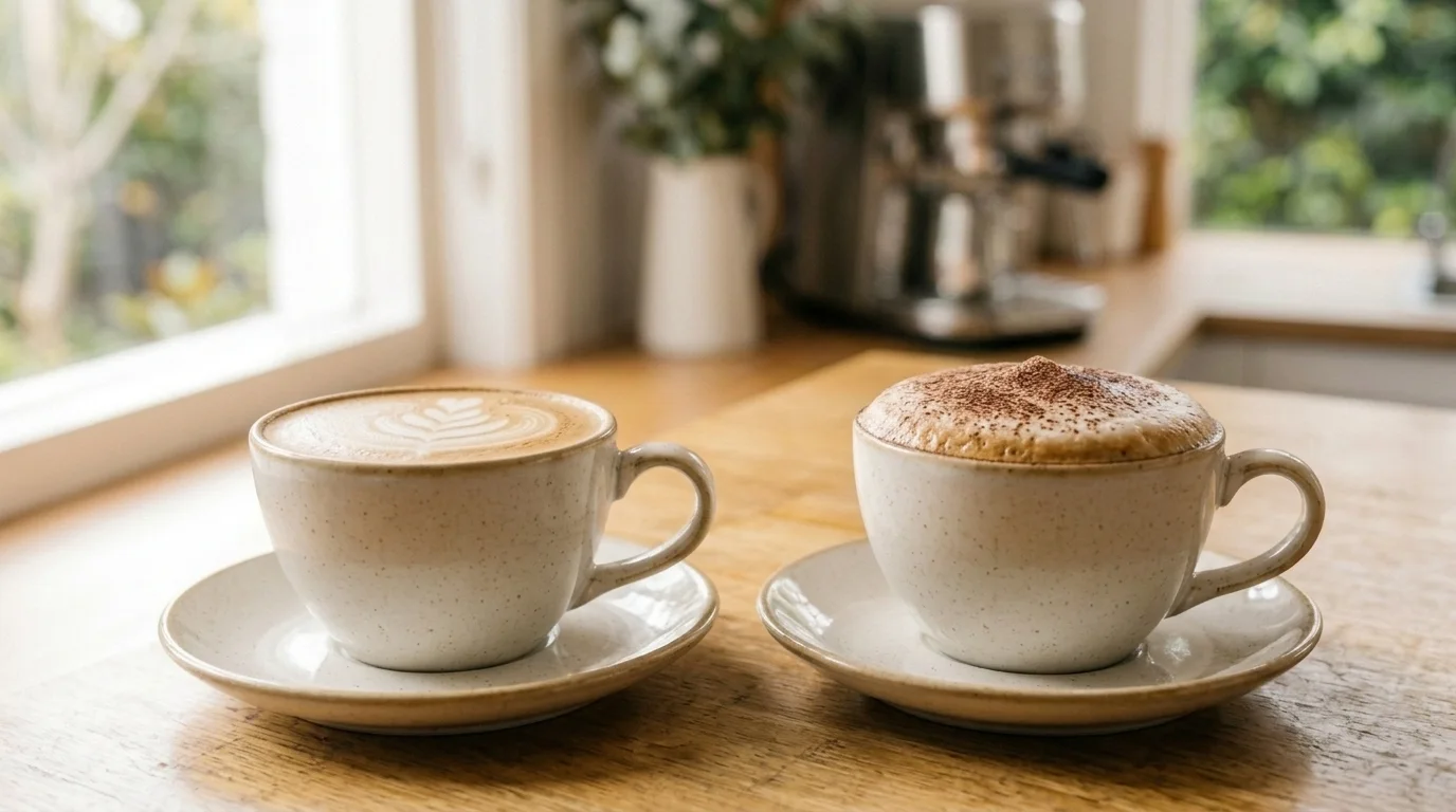 Comparison of micro-foam for a flat white versus stiff airy foam for a cappuccino