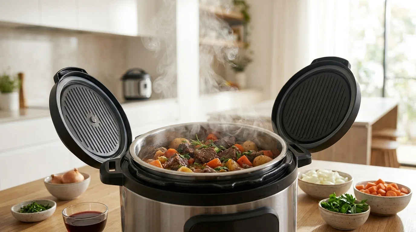 Electric multi cooker on a modern Australian kitchen bench